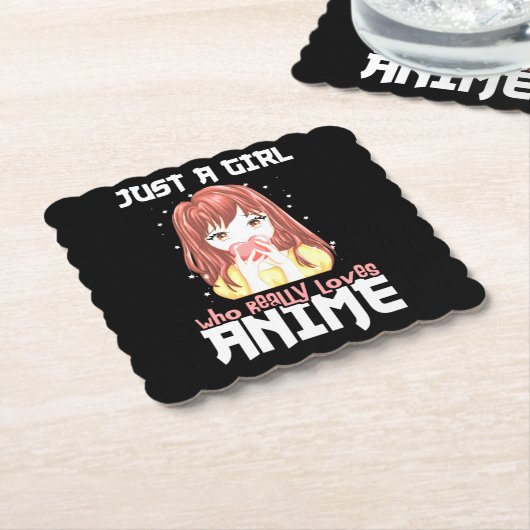 Alleen een meisje dat echt van Anime houdt Kartonnen Onderzetters (Gebogen)