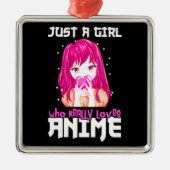Alleen een meisje dat echt van Anime houdt Metalen Ornament (Voorkant)