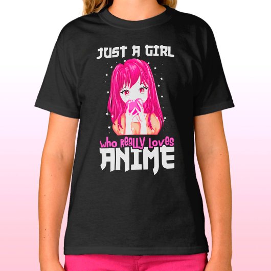 Alleen een meisje dat echt van Anime houdt T-shirt