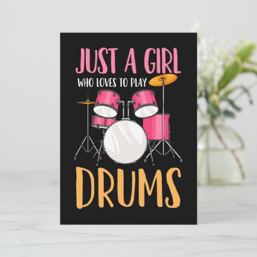 Alleen een meisje dat graag Drums speelt Kaart (Staand voorkant)
