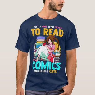 Alleen een meisje dat graag stripverhalen met haar t-shirt
