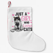 Alleen een meisje dat houdt van katten die katten  kleine kerstsok (Voorkant)