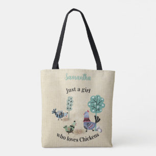 Alleen een meisje dat houdt van kippen country Fol Tote Bag