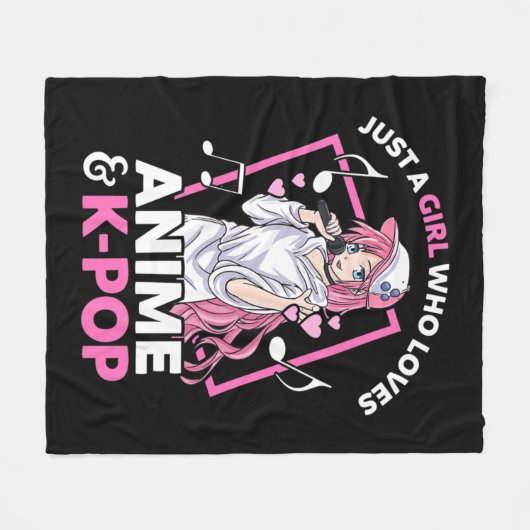 Alleen een meisje dat van Anime houdt en KPop Musi Fleece Deken (Voorkant (Horizontaal))