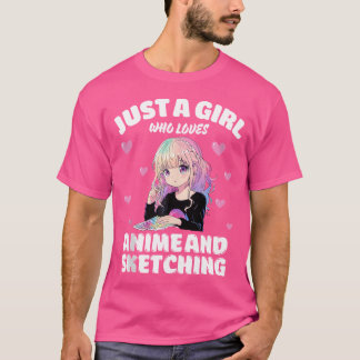 Alleen een meisje dat van Anime houdt en Otaku en T-shirt