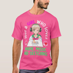 Alleen een meisje dat van Anime Muziek houdt en de T-shirt
