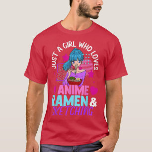Alleen een meisje dat van Anime Ramen houdt en de T-shirt