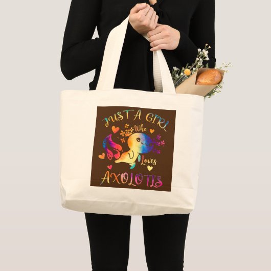 Alleen een meisje dat van Axolotls houdt, een kleu Grote Tote Bag (Voorkant (product))