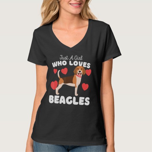 Alleen een meisje dat van Beagles houdt, is een st T-shirt (Voorkant)