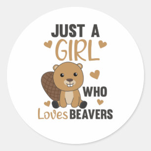 Alleen een meisje dat van beavers houdt - Cute Bea Ronde Sticker