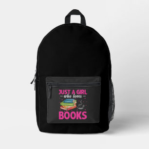 Alleen een meisje dat van boeken houdt bedrukte rugzak