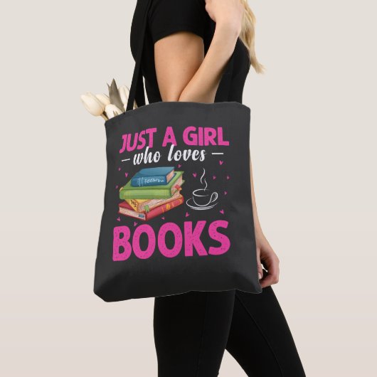 Alleen een meisje dat van boeken houdt tote bag (Dichtbij)