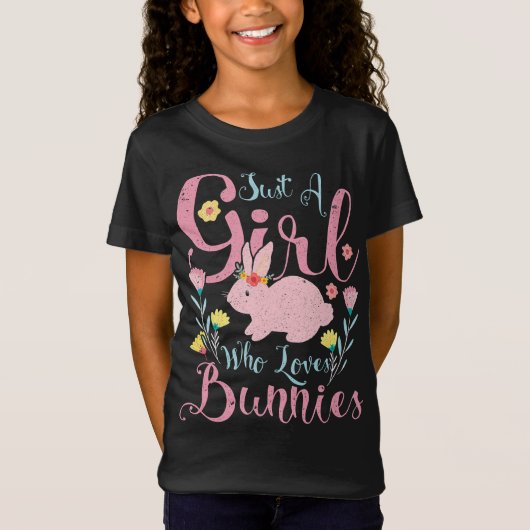 Alleen een meisje dat van Bunnies houdt | Bunny Fl T-shirt (Voorkant)