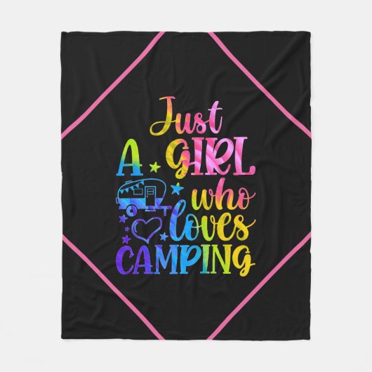 Alleen een meisje dat van Camping houdt Fleece Deken (Voorkant)