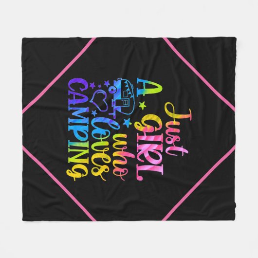 Alleen een meisje dat van Camping houdt Fleece Deken (Voorkant (Horizontaal))