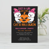 Alleen een meisje dat van Cat & Halloween Meow Par Kaart (Staand voorkant)