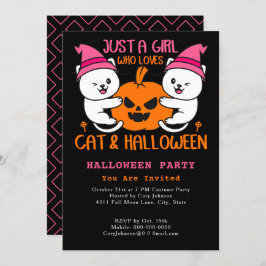 Alleen een meisje dat van Cat & Halloween Meow Par Kaart