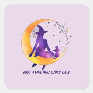 Alleen een meisje dat van Cat houdt Vierkante Sticker