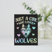Alleen een meisje dat van Cute Wolves houdt Briefkaart (Staand voorkant)