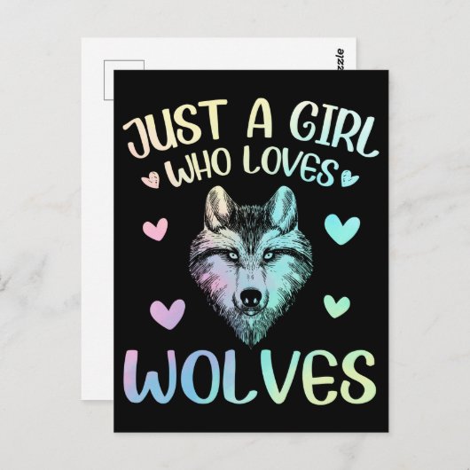 Alleen een meisje dat van Cute Wolves houdt Briefkaart (Voorkant / Achterkant)