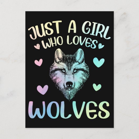 Alleen een meisje dat van Cute Wolves houdt Briefkaart (Voorkant)