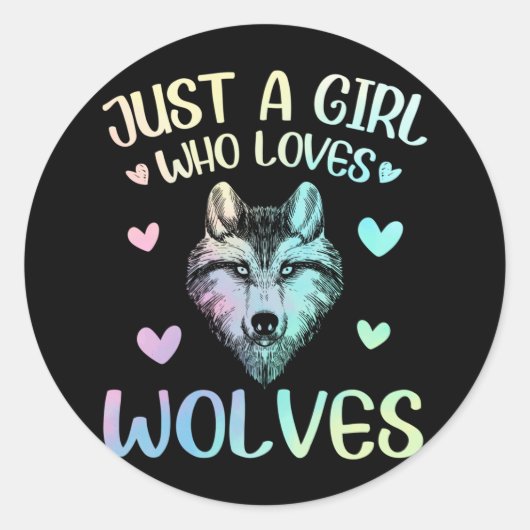 Alleen een meisje dat van Cute Wolves houdt Ronde Sticker (Voorkant)