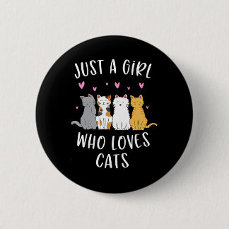 Alleen een meisje dat van de kattenstaart houdt ronde button 5,7 cm