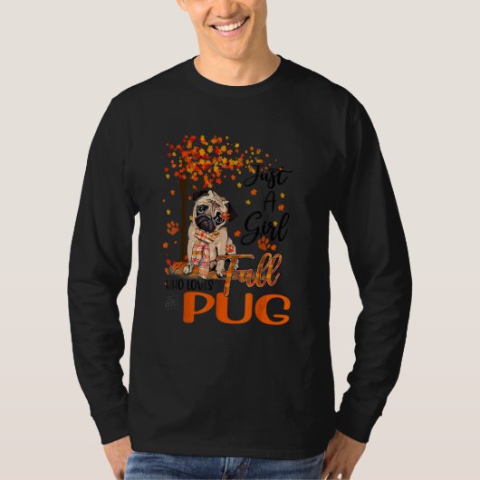 Alleen een meisje dat van de Thanksgiving van Pug  T-shirt (Voorkant)