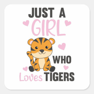 Alleen een meisje dat van de tijgers houdt, de zoe vierkante sticker
