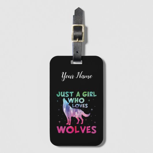 Alleen een meisje dat van de Waterverf van de Wolv Bagagelabel (Voorkant (verticaal))