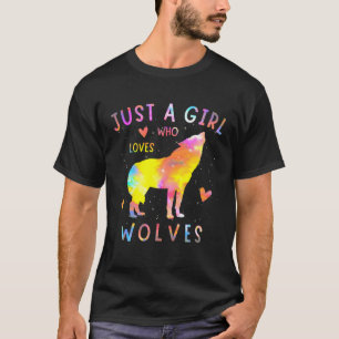 Alleen een meisje dat van de Waterverf van de wolv T-shirt
