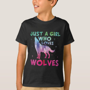 Alleen een meisje dat van de Waterverf van de Wolv T-shirt