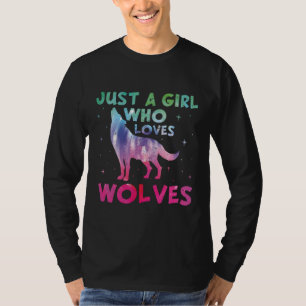Alleen een meisje dat van de Waterverf van de Wolv T-shirt