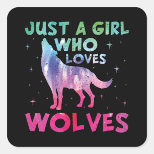 Alleen een meisje dat van de Waterverf van de Wolv Vierkante Sticker