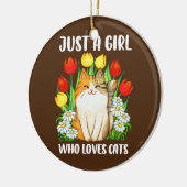 Alleen een meisje dat van de Waterverf van katten  Keramisch Ornament (Links)