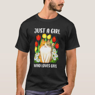 Alleen een meisje dat van de Waterverf van katten T-shirt