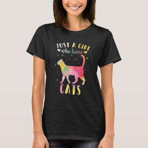 Alleen een meisje dat van de Waterverf van katten T-shirt