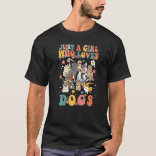 Alleen een meisje dat van Dogs Retro Groovy Dog Ch T-shirt