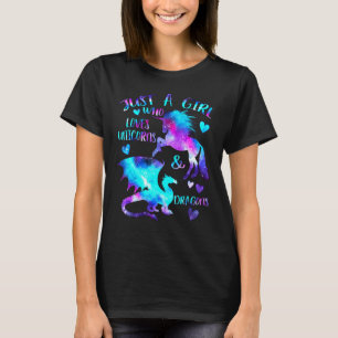 Alleen een meisje dat van Dragons houdt en van Uni T-shirt