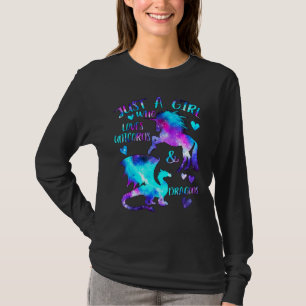 Alleen een meisje dat van Dragons houdt en van Uni T-shirt