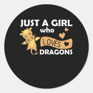 Alleen een meisje dat van Dragons houdt, Fantasy D Ronde Sticker