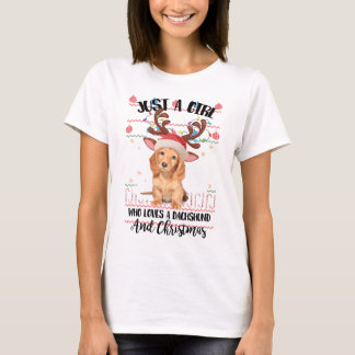 Alleen een meisje dat van een Dachshund houdt en K T-shirt