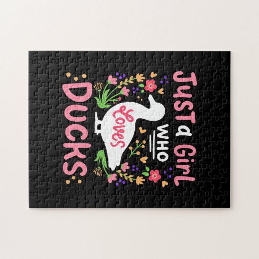 Alleen een meisje dat van een eend houdt legpuzzel (Horizontaal)