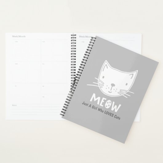 Alleen een meisje dat van een kattenplanner houdt planner (Display)