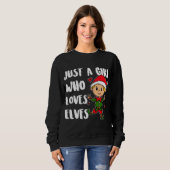 Alleen een meisje dat van Elves houdt... met kerst Trui (Voorkant volledig)