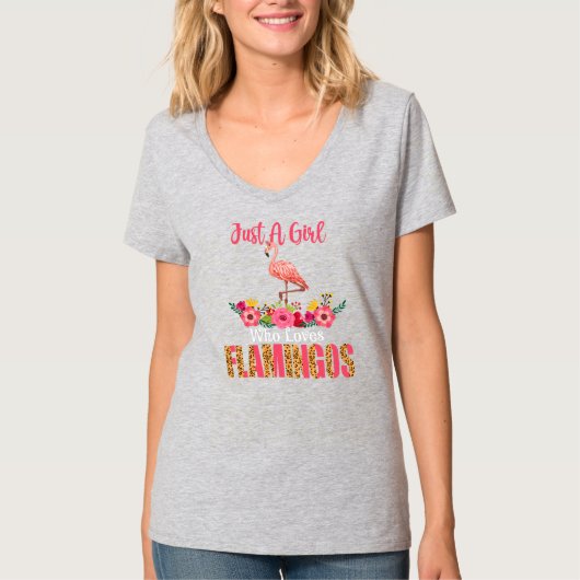 Alleen een meisje dat van Flamingos Florals houdt, T-shirt (Voorkant)