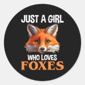 Alleen een meisje dat van foxes houdt ronde sticker (Voorkant)