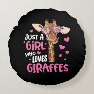 Alleen een meisje dat van Giraffe houdt Rond Kussen