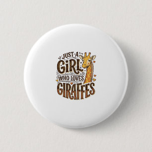 Alleen een meisje dat van giraffen houdt vintage T Ronde Button 5,7 Cm