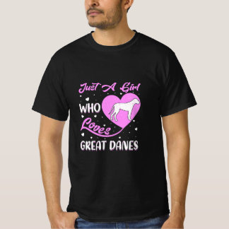 Alleen een meisje dat van grote Denen/Hondenliefhe T-shirt